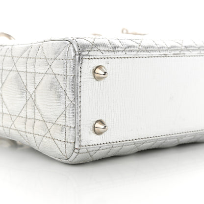 Christian Dior CHRISTIAN DIOR Metallic Grained Calfskin Cannage Small Lucky Badges My Lady Dior Silver 8 of 14