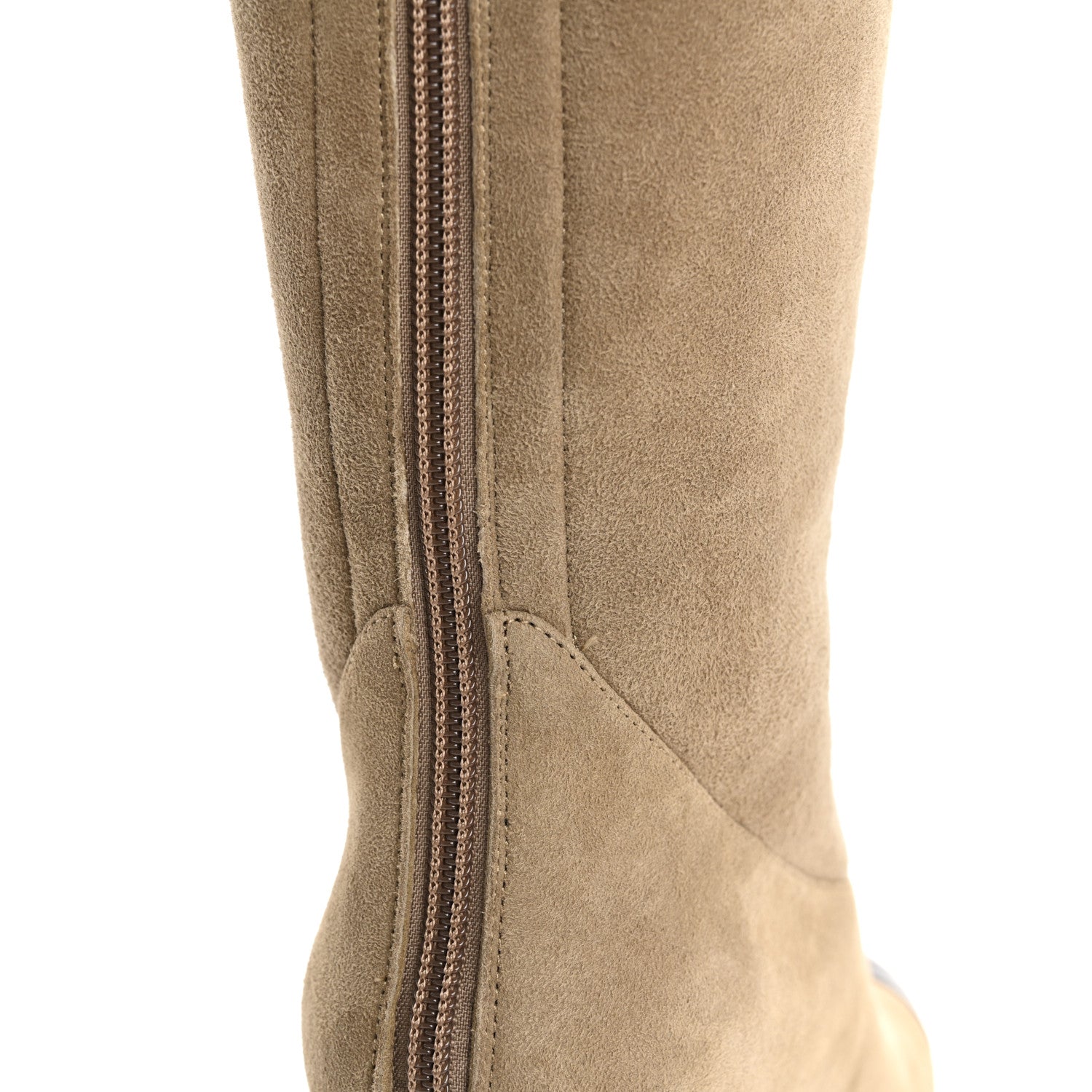 Chanel Suede Lambskin Shiny Calfskin Sherpa CC High Boots 38.5 Light Beige Black 9 of 11