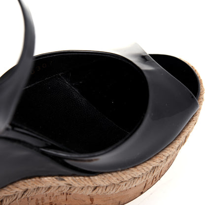 Gucci Patent Cork Hollie Wedge Sandals 36.5 Black 10 of 13