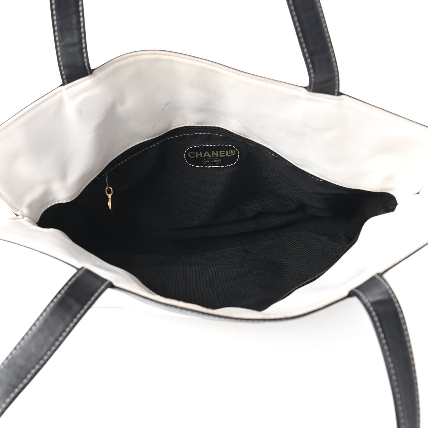 Lambskin CC Bi-Color Tote White Black