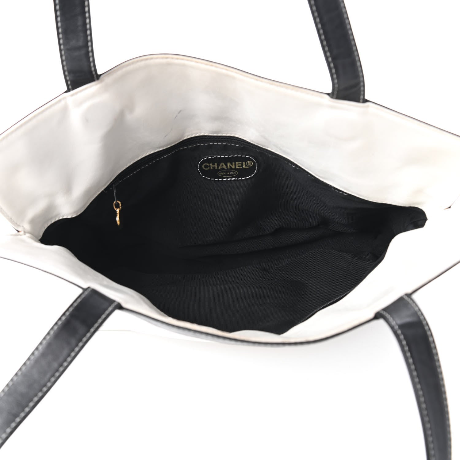 Chanel Lambskin CC Bi-Color Tote White Black 5 of 13