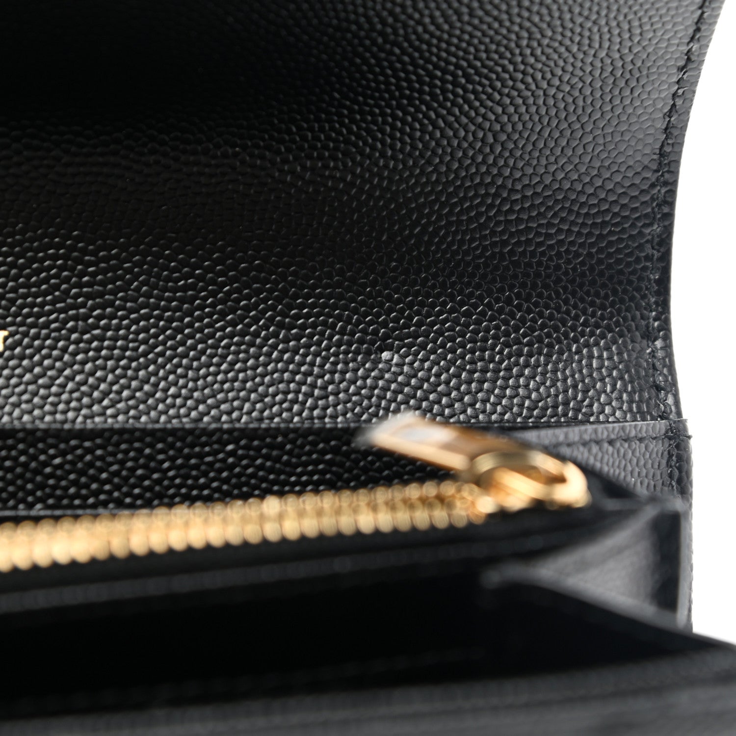 Saint Laurent Grain De Poudre Matelasse Chevron Monogram Flap Wallet Black 9 of 10