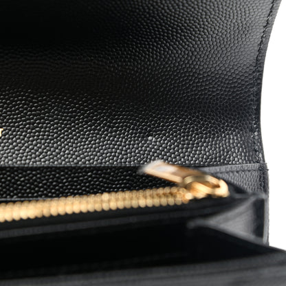 Saint Laurent Grain De Poudre Matelasse Chevron Monogram Flap Wallet Black 9 of 10