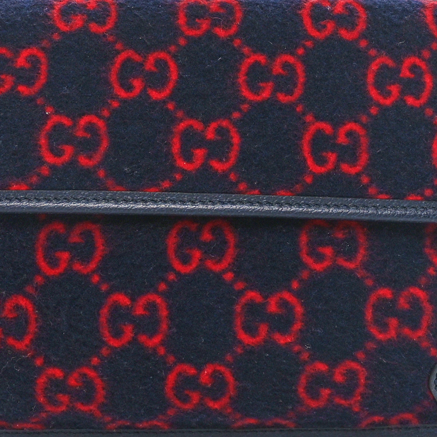 Gucci Covered Wool GG Monogram Slim Belt Bag Navy Red 8 of 10