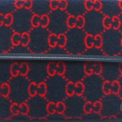 Gucci Covered Wool GG Monogram Slim Belt Bag Navy Red 8 of 10