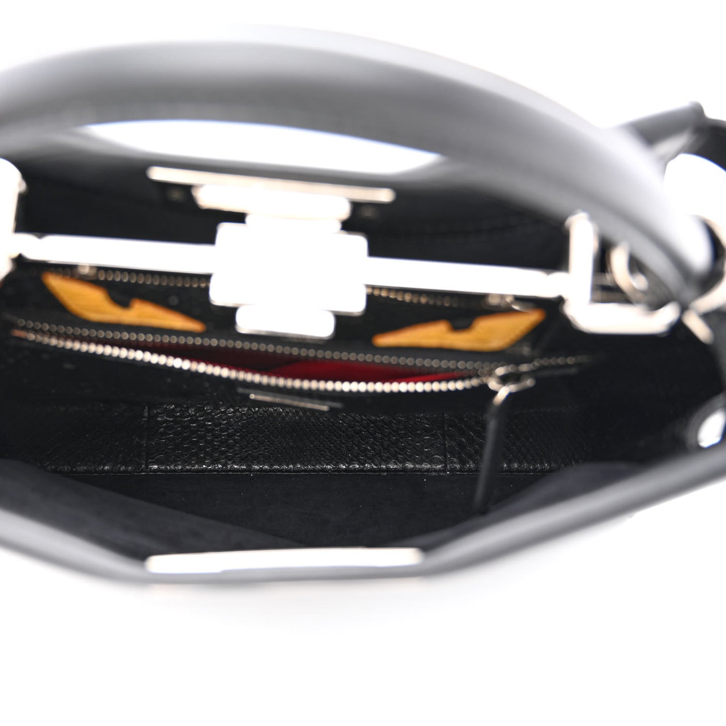Vitello Seta Snakeskin Crocodile Monster Eyes Medium Peekaboo Iconic Satchel Black Girasole