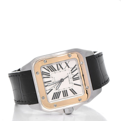 Cartier Stainless Steel 18K Yellow Gold Alligator 38mm Santos 100 Automatic Watch 4 of 18