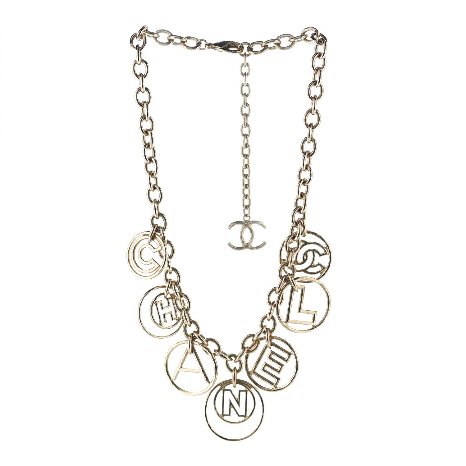 Chanel Metal Hoop Cuba Logo Necklace Gold 2 of 5
