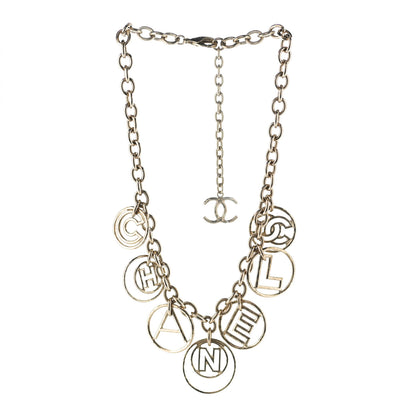 Chanel Metal Hoop Cuba Logo Necklace Gold 2 of 5