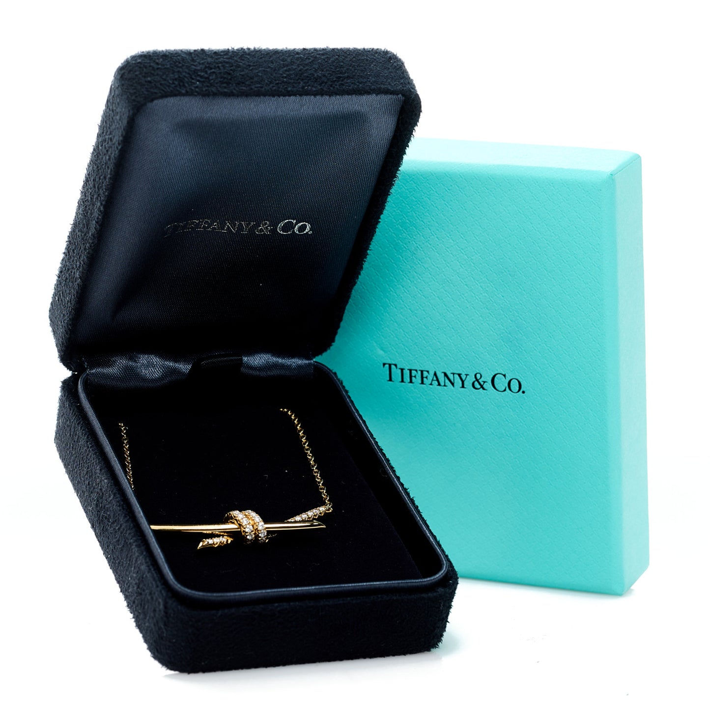 18K Yellow Gold Diamond Knot Necklace