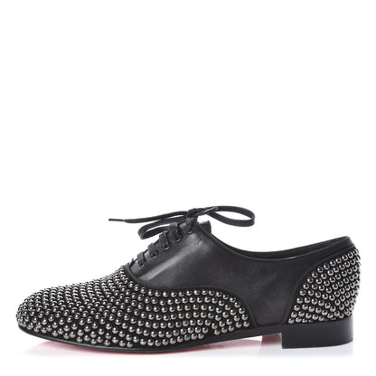Christian Louboutin Calfskin Studded Womens Fred Clous Flats 40.5 Black Gun 1 of 14