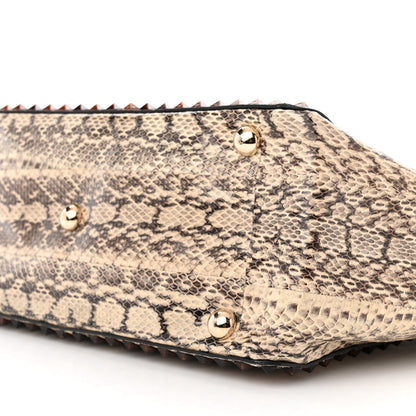 Valentino Garavani Snakeskin Medium Rockstud Tote Beige 10 of 10