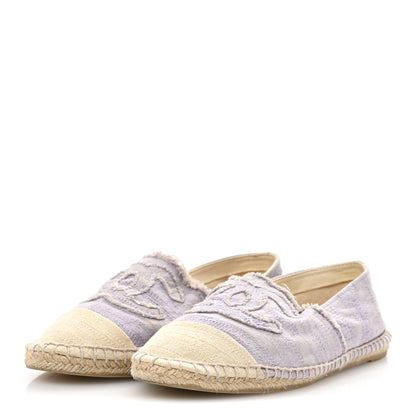 Chanel Toile CC Cap Toe Espadrilles 38 Ecru Purple 4 of 9