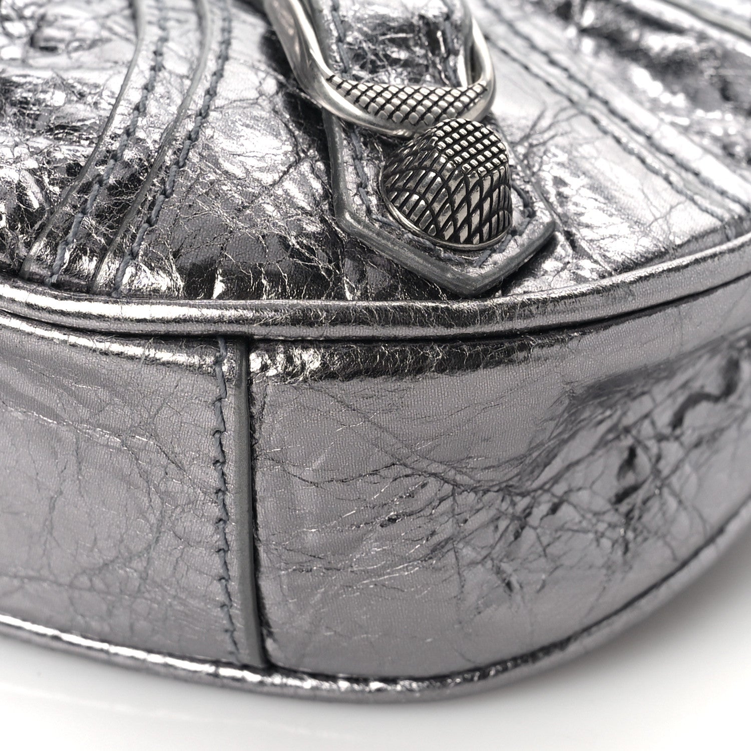Balenciaga Metallic Agneau Arena Le Cagole Purse With Chain Mini Silver 8 of 8