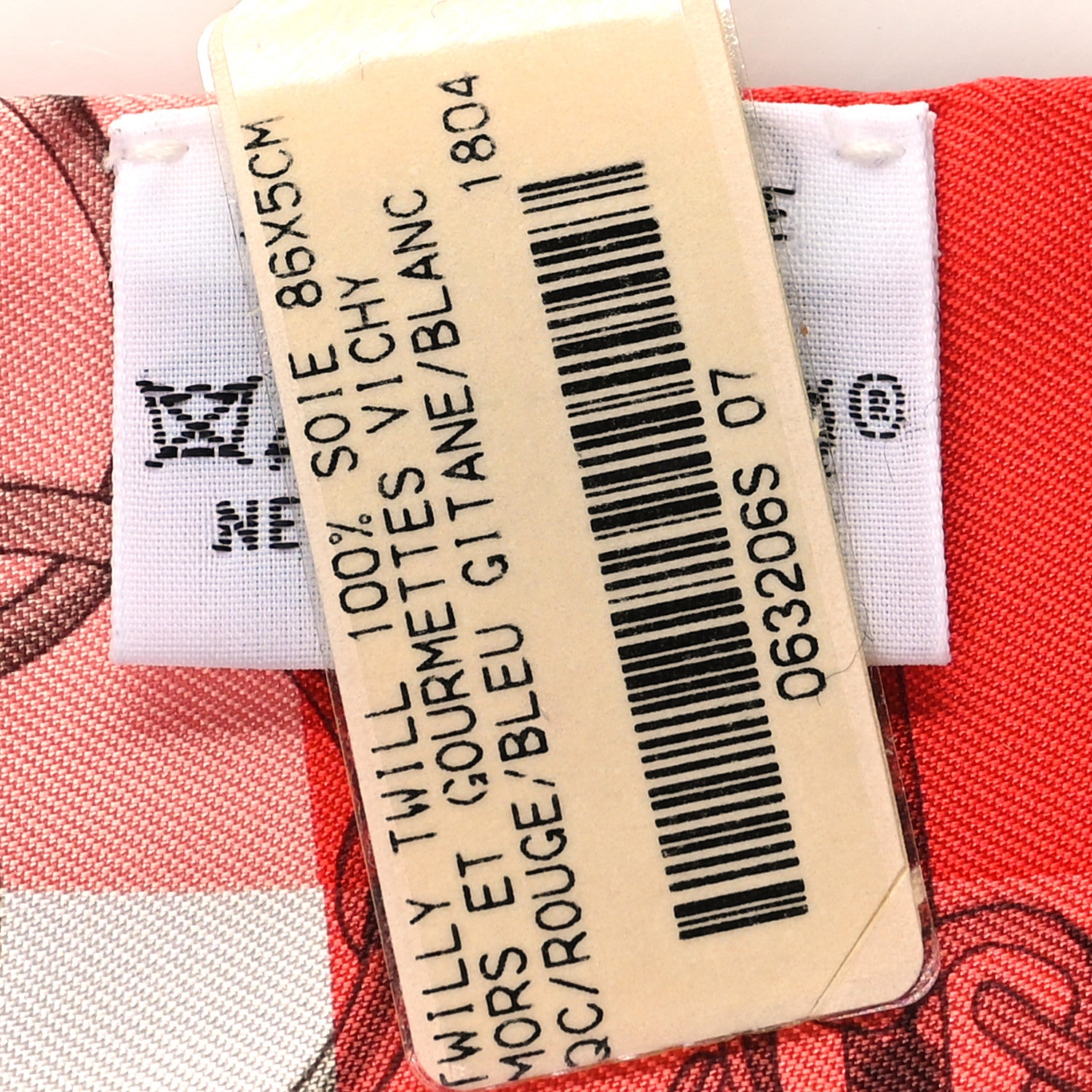 Hermes Silk Mors Et Gourmettes Vichy Twilly Rouge Bleu Gitane White 3 of 4