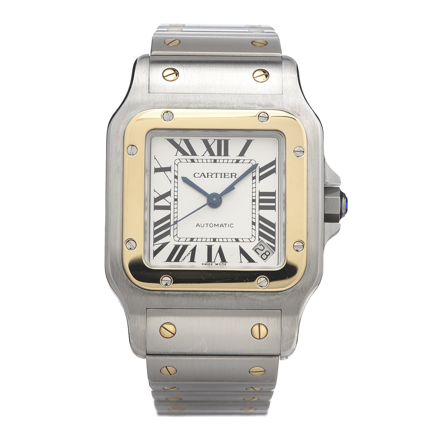 Cartier Stainless Steel 18K Yellow Gold 32mm Santos De Galbee Automatic Watch 1 of 5