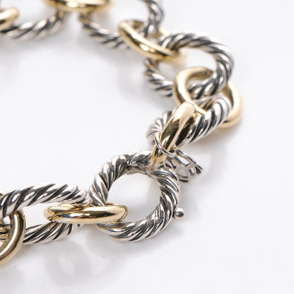 David Yurman Sterling Silver 18K Yellow Gold 12mm Large Oval Link Bracelet 4 of 5