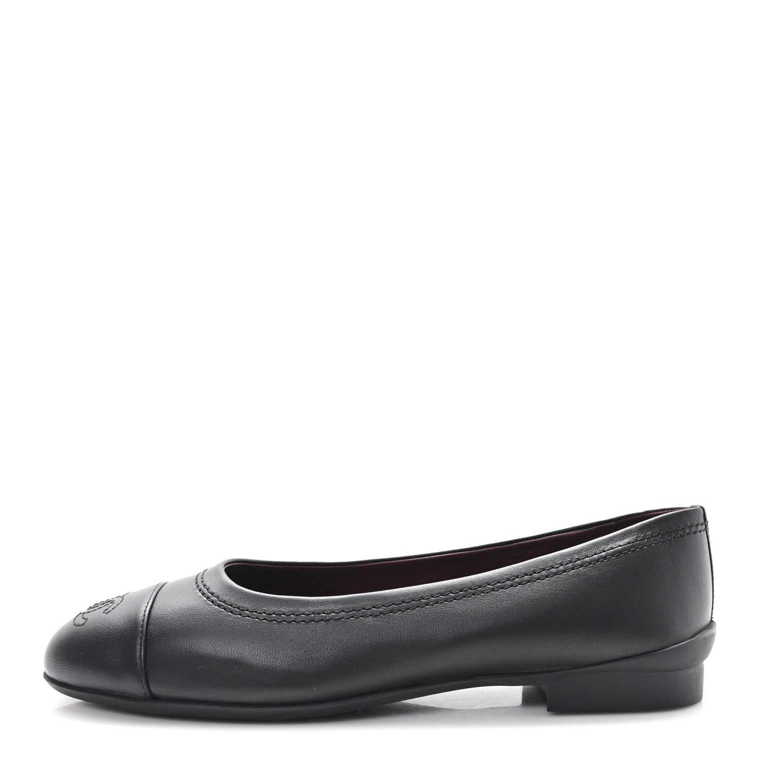 Chanel Lambskin Cap Toe CC Uniform Ballerina Flats 37.5 Black 1 of 10
