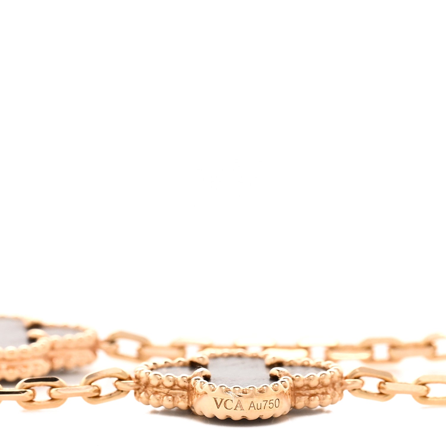Van Cleef & Arpels 18K Rose Gold Letterwood 10 Motifs Vintage Alhambra Necklace 5 of 6
