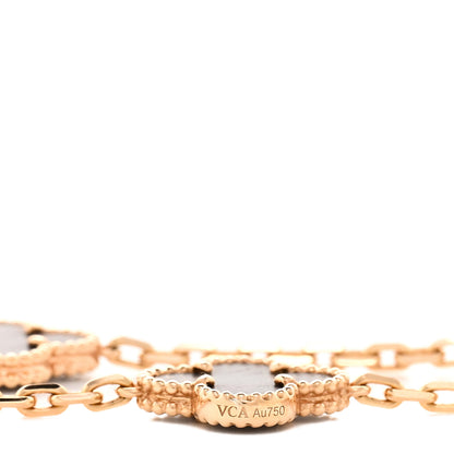 Van Cleef & Arpels 18K Rose Gold Letterwood 10 Motifs Vintage Alhambra Necklace 5 of 6