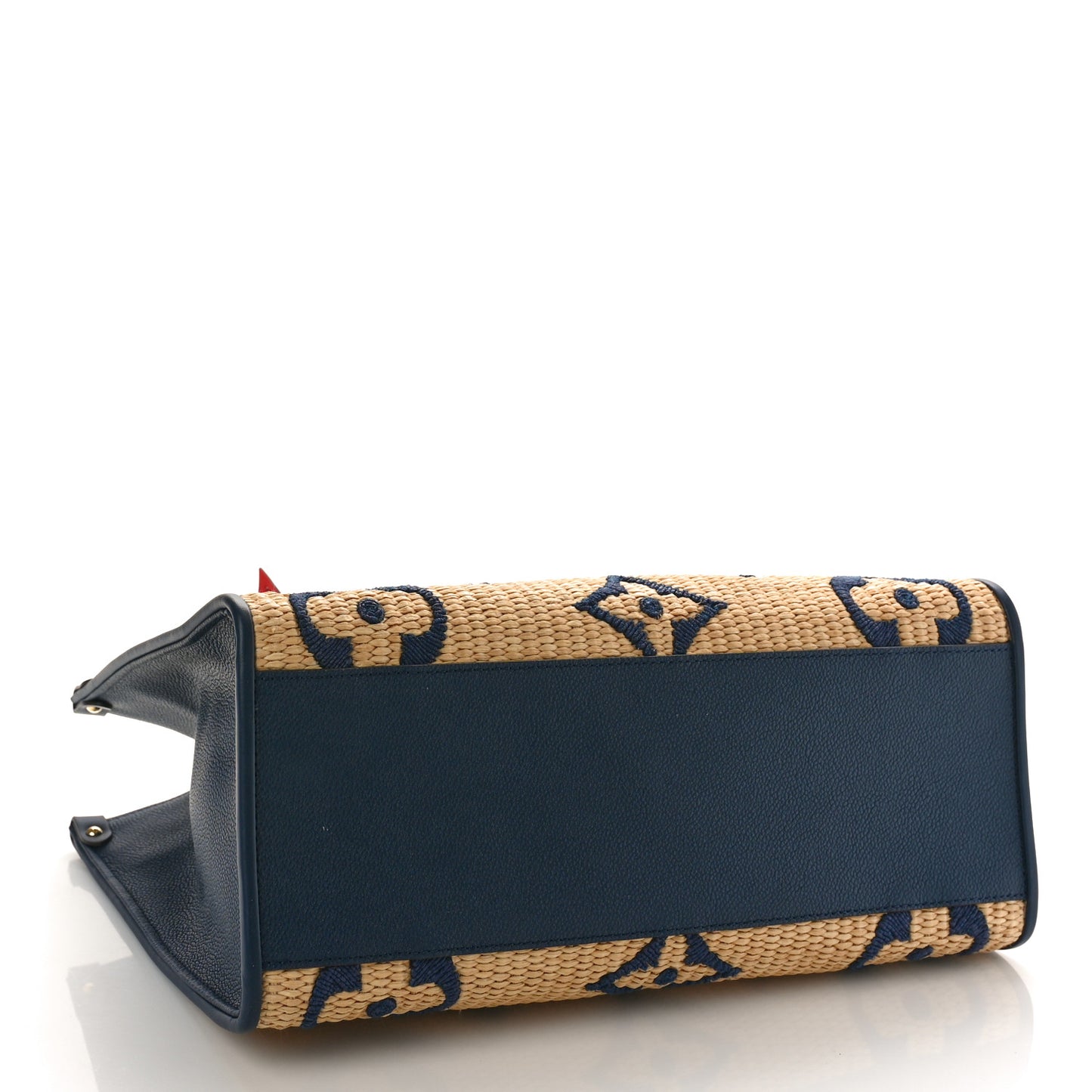 Raffia Calfskin Monogram Giant Onthego MM Blue