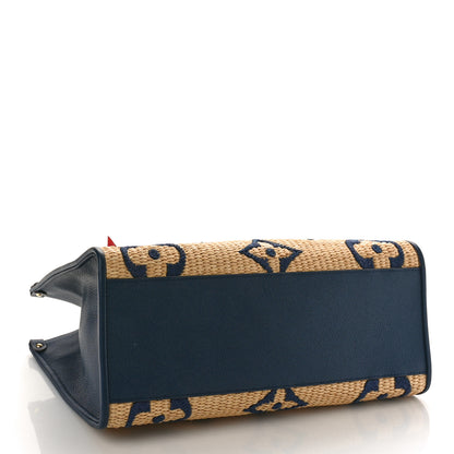 Louis Vuitton Raffia Calfskin Monogram Giant Onthego MM Blue 4 of 8