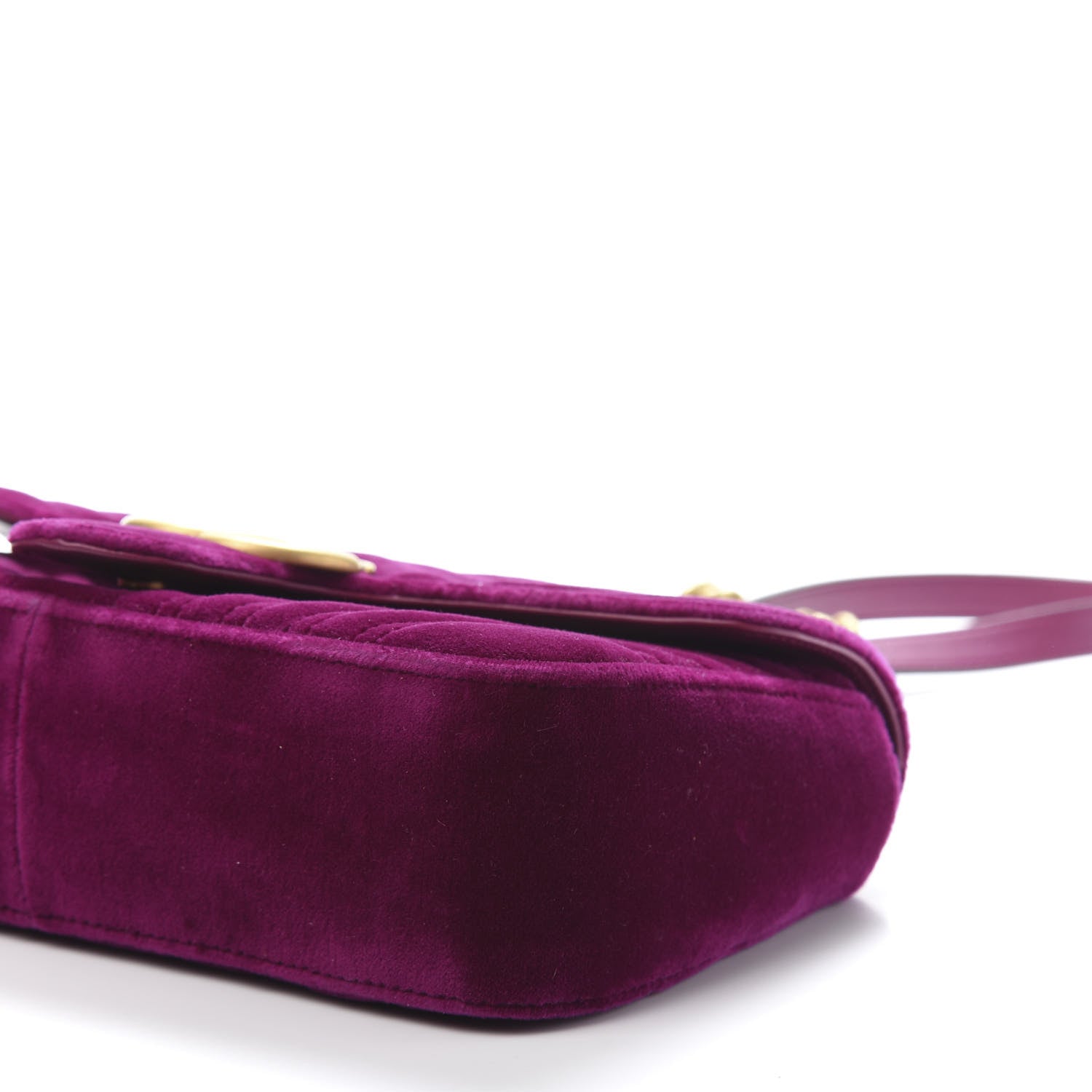 Gucci Velvet Matelasse Small GG Marmont Shoulder Bag Fuchsia Violet Cyclamen 12 of 13