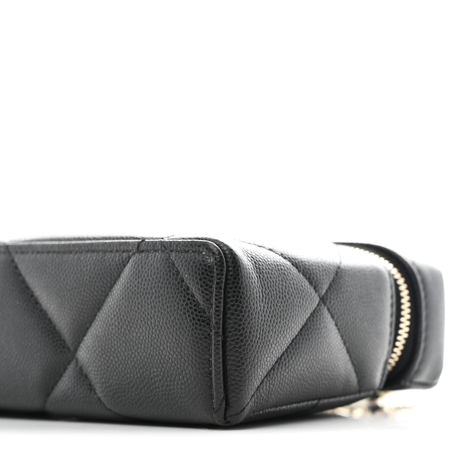 Caviar Quilted Top Handle Slim Vanity With Chain Black