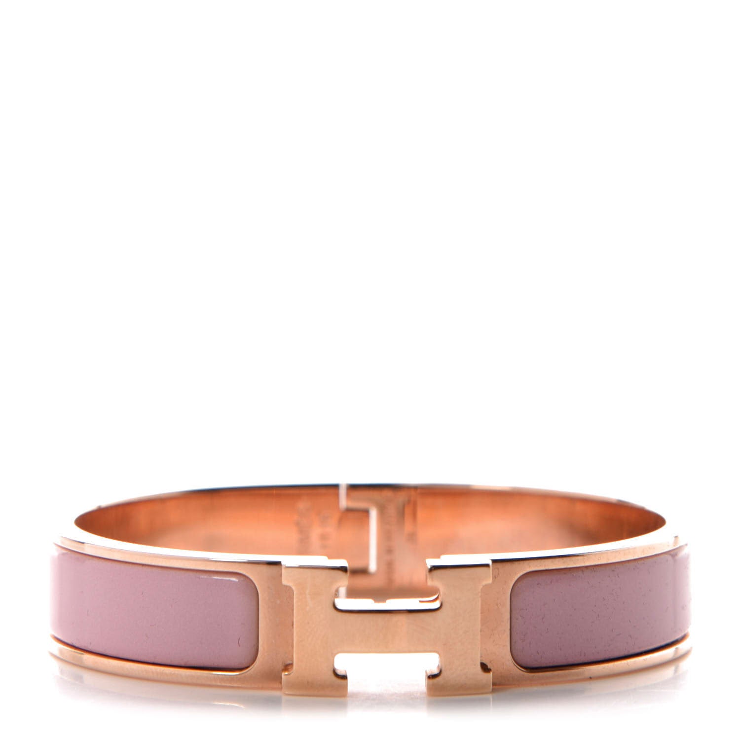 Hermes Enamel Narrow Clic Clac H Bracelet PM Rose Cassata 1 of 5