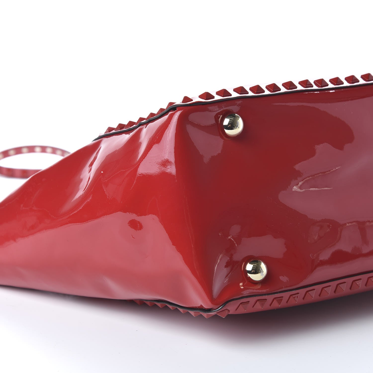 Valentino Garavani Patent Monochrome Medium Rockstud Tote Rosso Valentino 6 of 11