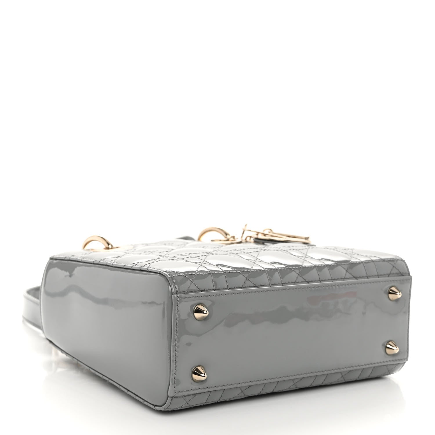 Christian Dior Patent Cannage Small Lady Dior Grey Stone 4 of 9