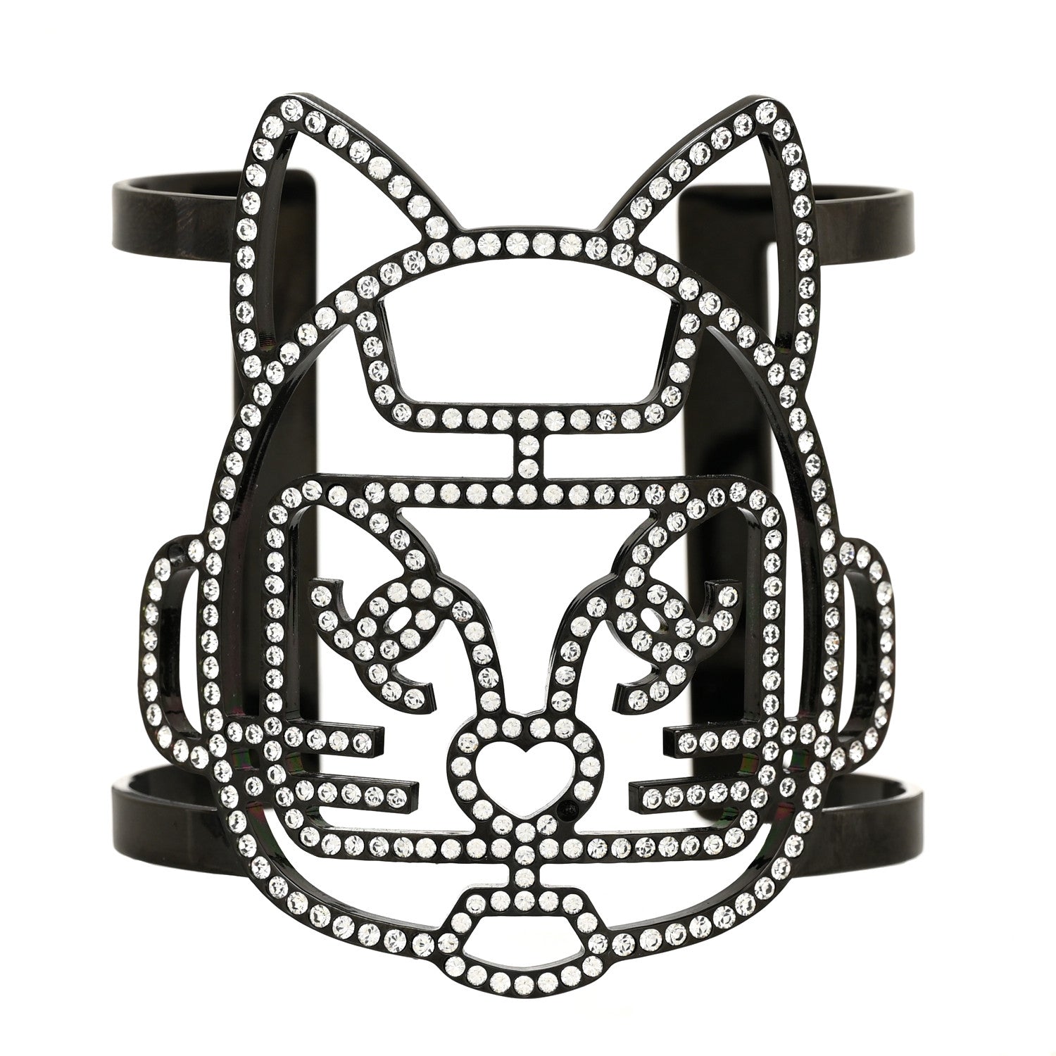 Chanel Strass Crystal CC Emoji Robot Cat Cuff 1 of 5