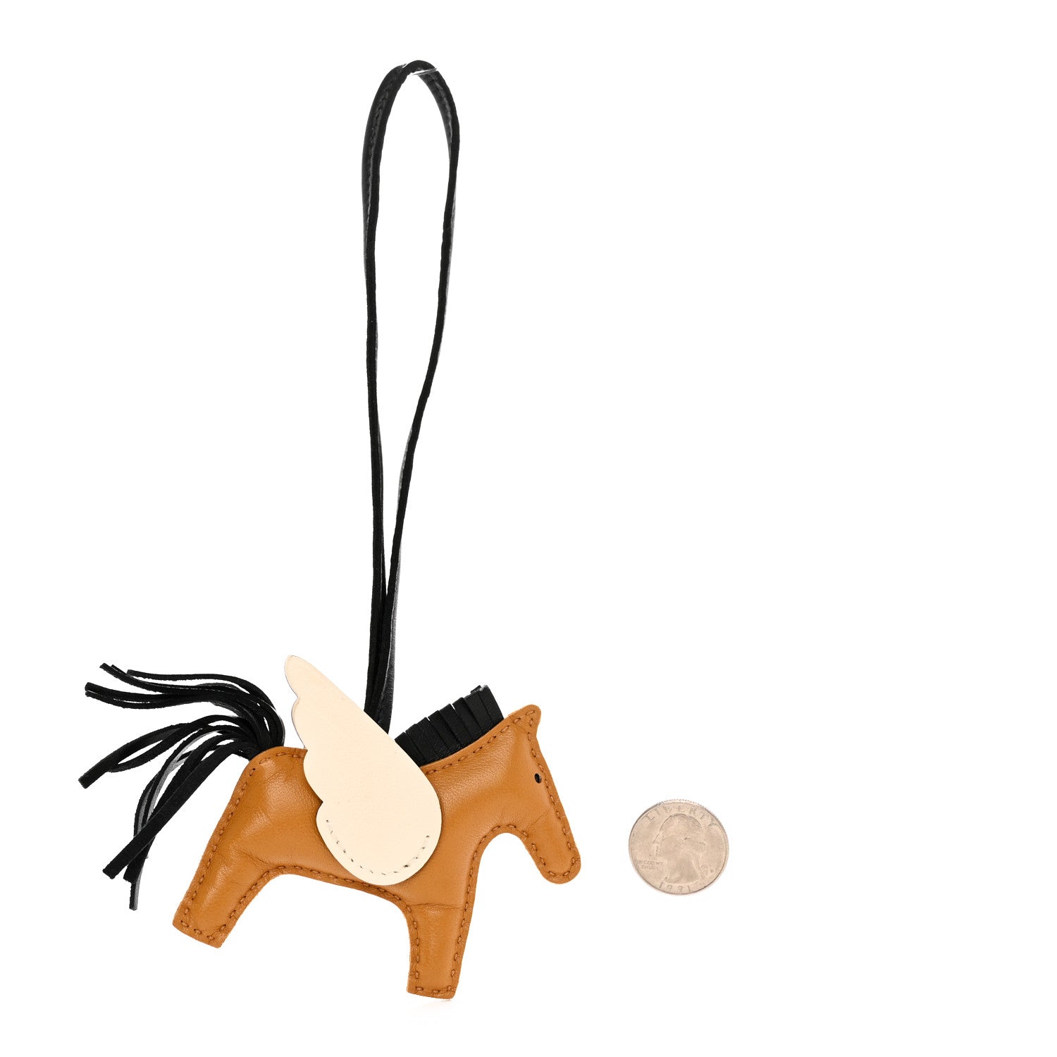 Hermes Milo Lambskin Grigri Rodeo Pegase Horse Bag Charm PM Sesame Black Nata 2 of 7