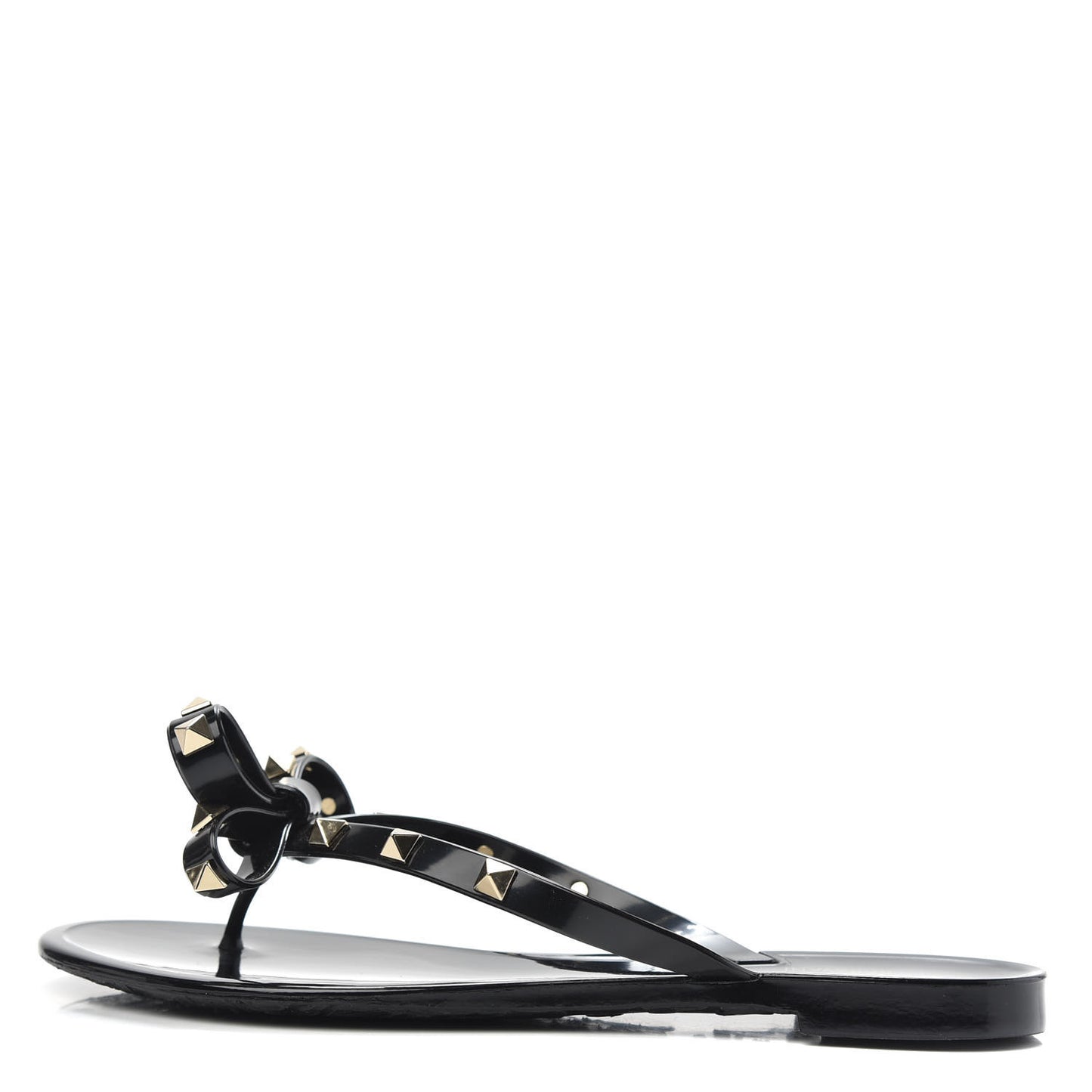 PVC Jelly Rockstud Bow Thong Sandals 37 Black