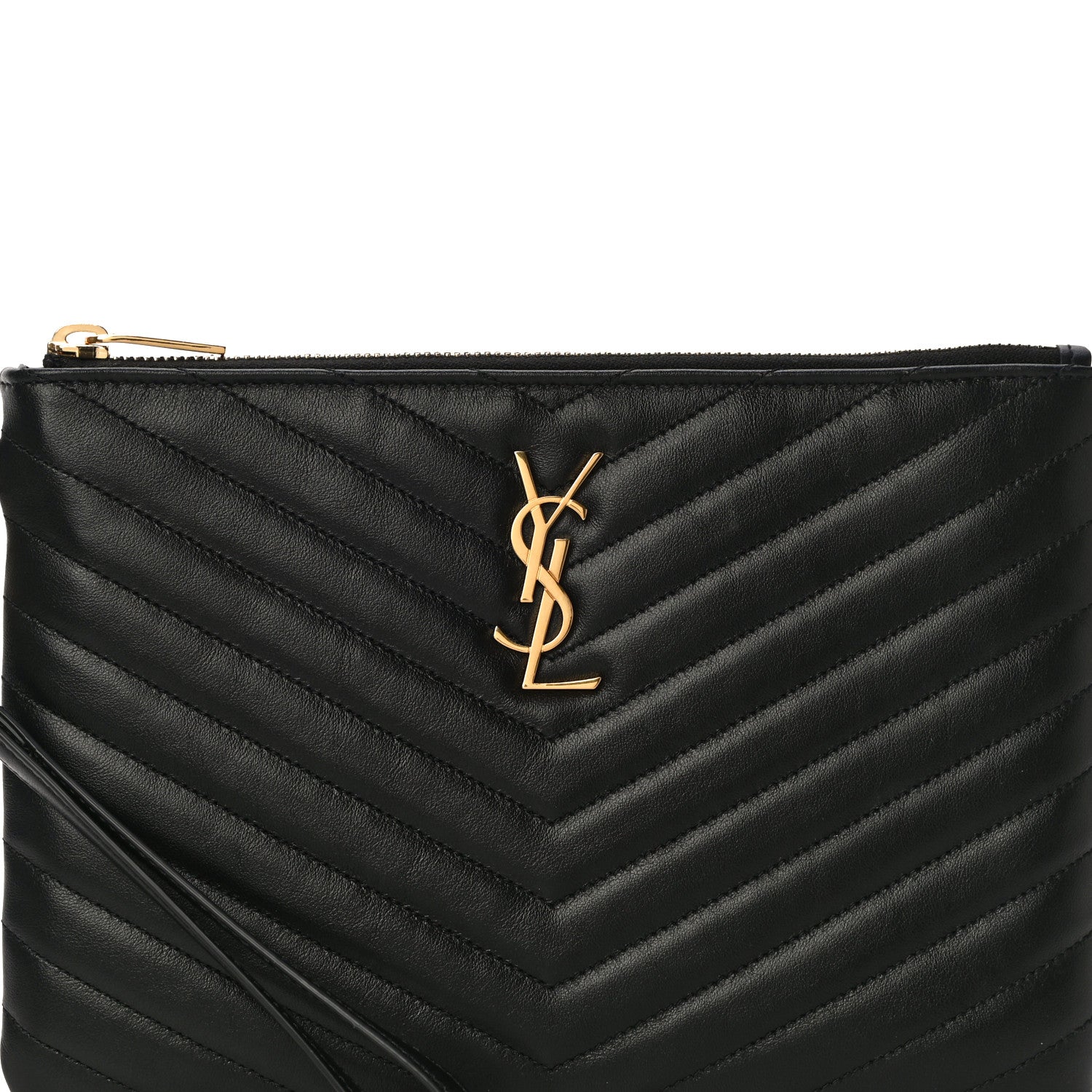 Saint Laurent Calfskin Matelasse Chevron Monogram A5 Wristlet Black 8 of 11