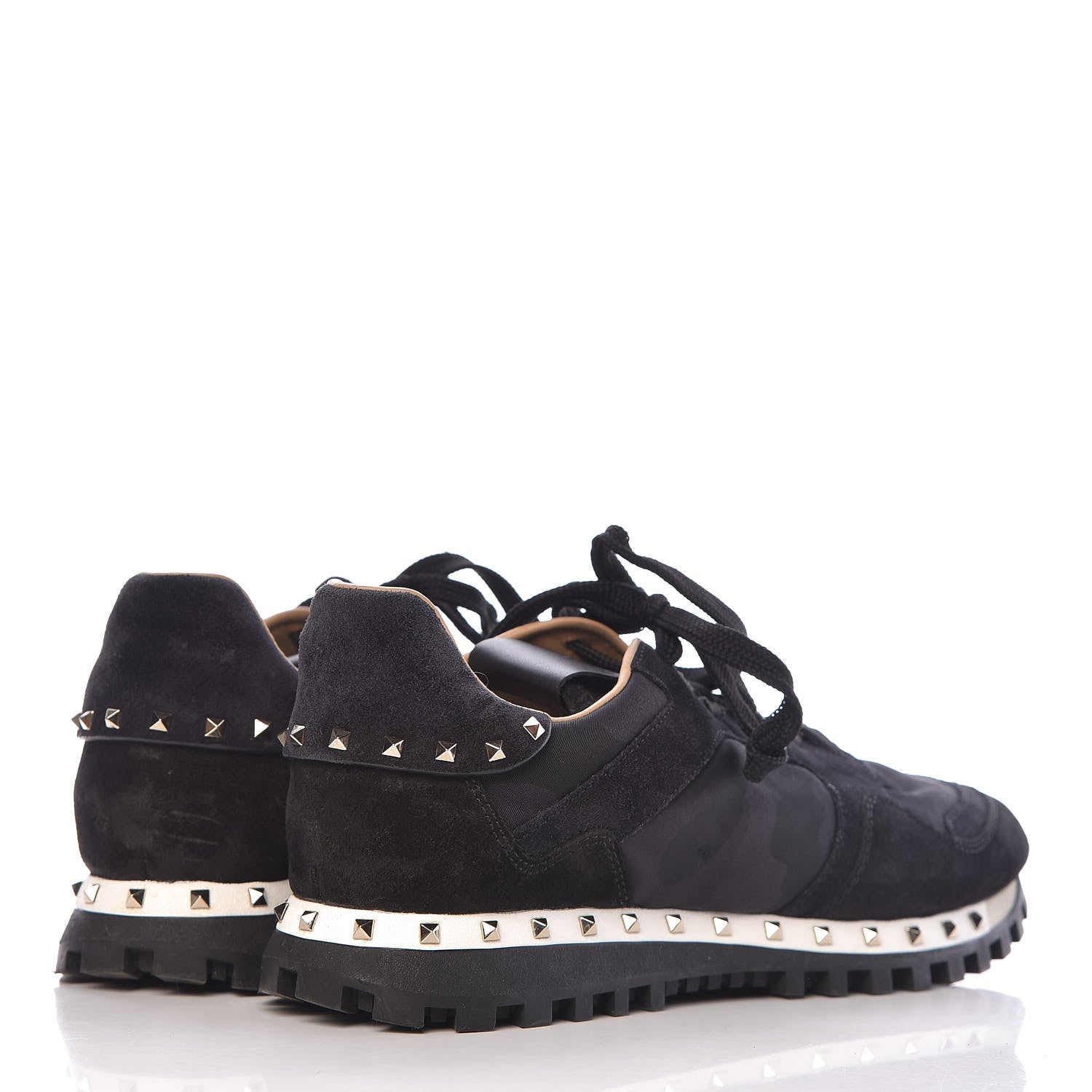 Valentino Garavani Suede Nylon Camouflage Womens Soul Rockstud Sneakers 39 Black 4 of 14