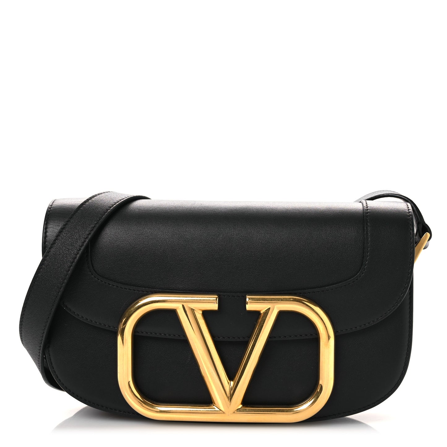 Smooth Calfskin Supervee Shoulder Bag Black