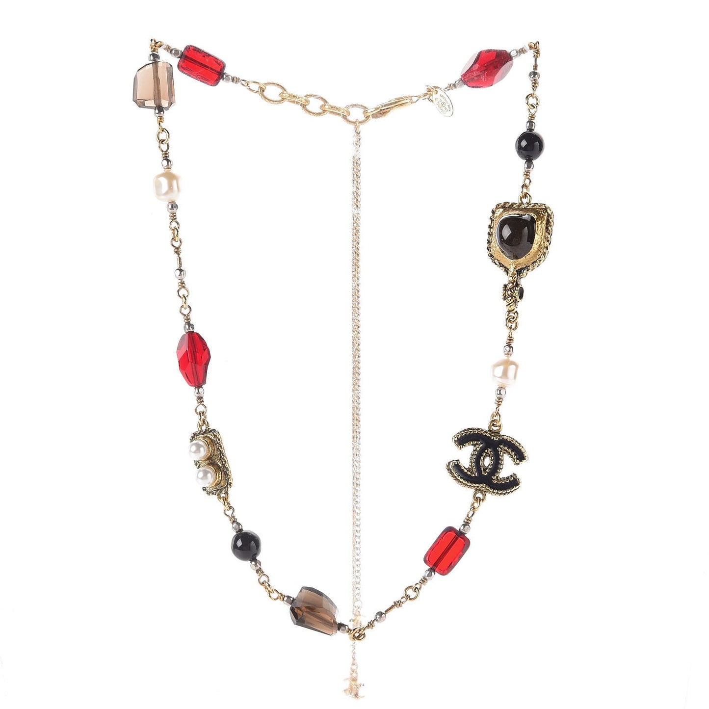 Pearl Enamel Bead CC Necklace Multicolor