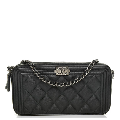 Chanel Calfskin Quilted Small Boy Clutch With Chain Black 1 of 8