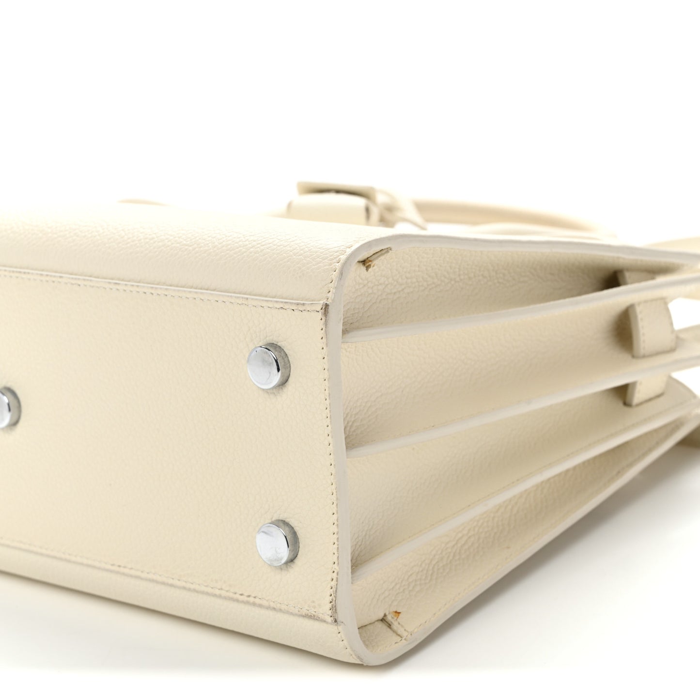 Grained Calfskin Baby Sac De Jour White