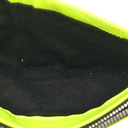 Saint Laurent Patent Grain De Poudre Matelasse Chevron Monogram Bill Pouch Neon Yellow 6 of 13