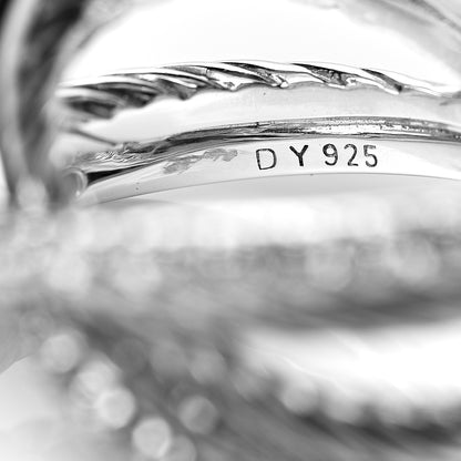 David Yurman Sterling Silver Diamond X Crossover Cable Ring 52 6 5 of 6