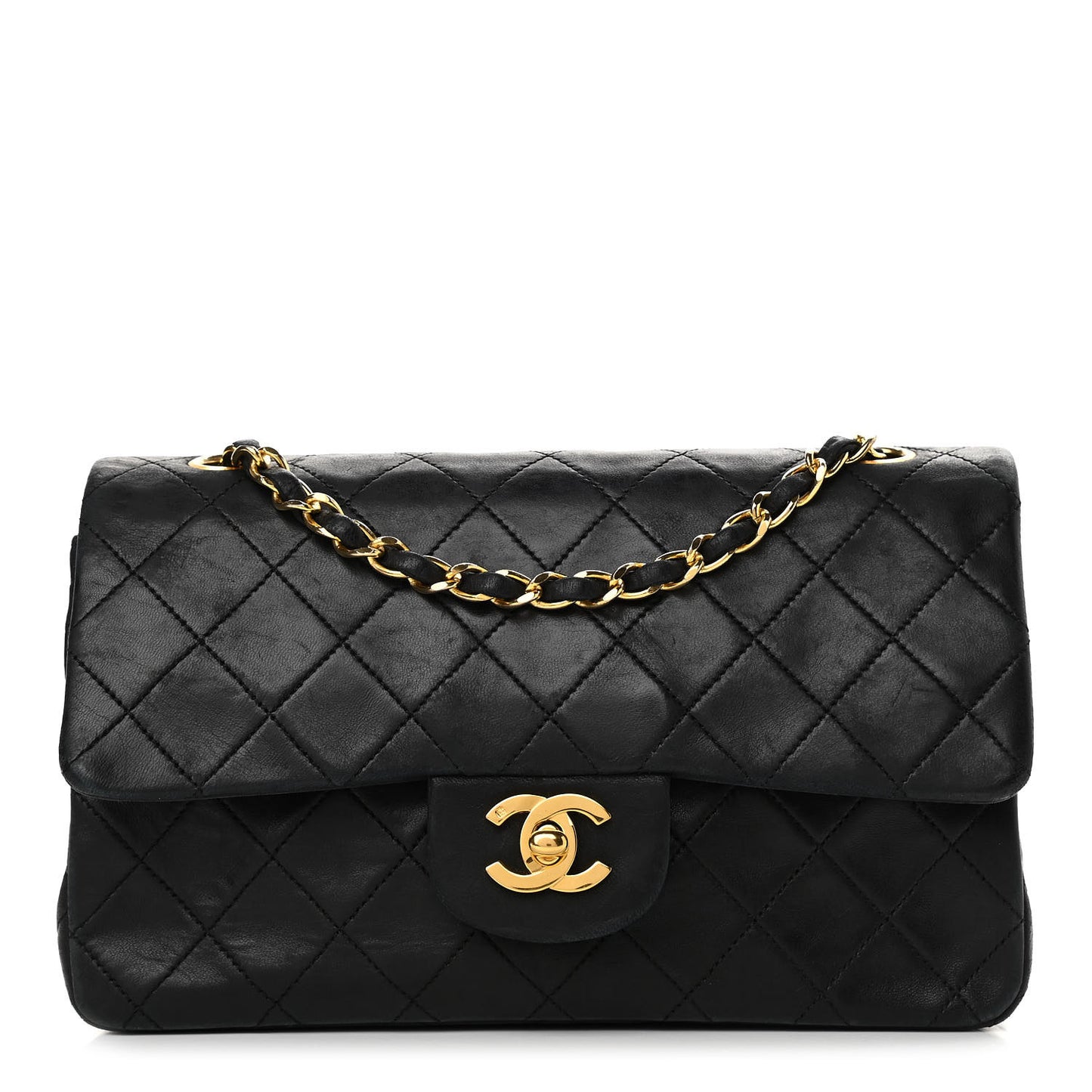 Lambskin Quilted Small Double Flap Black