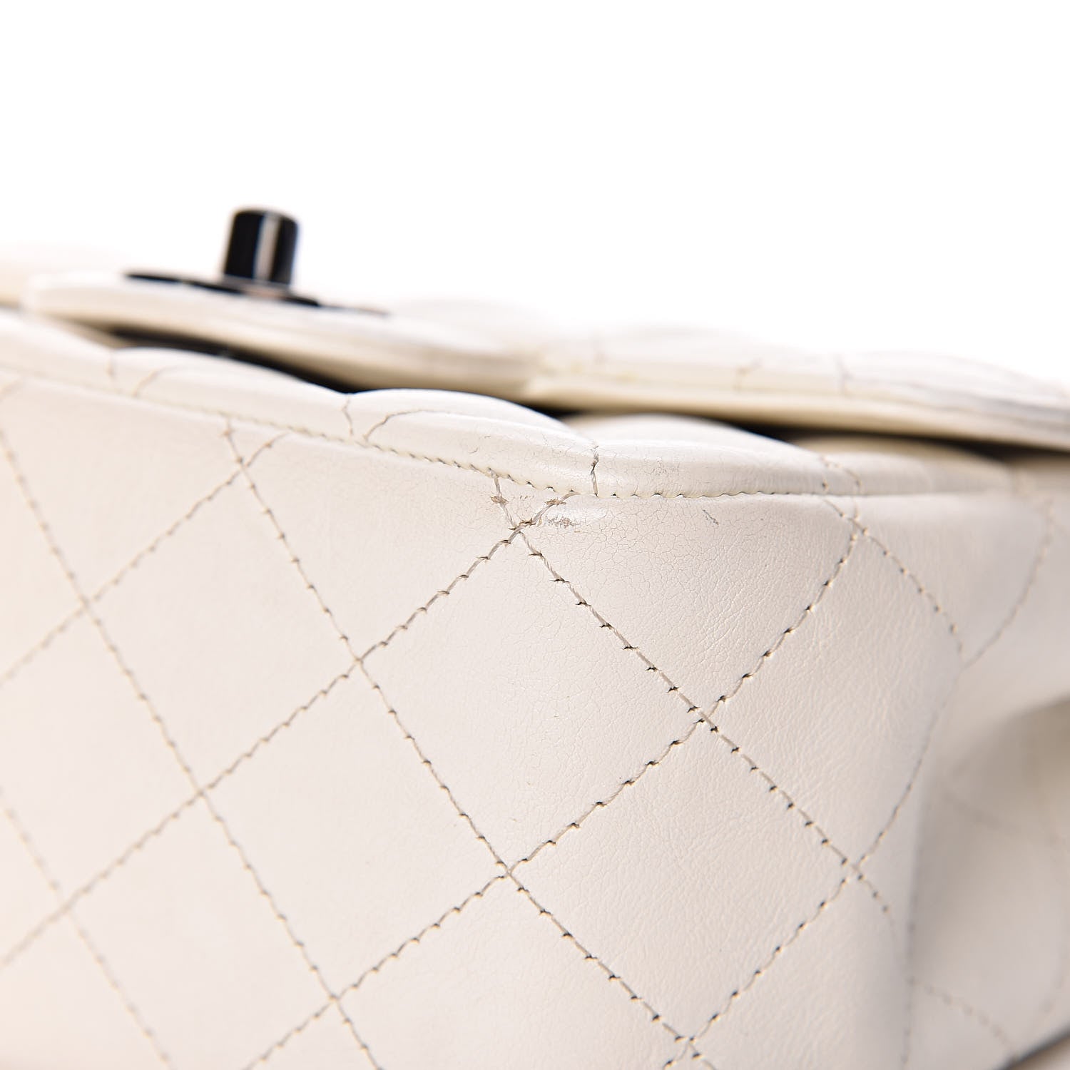 Chanel Crumpled Calfskin Quilted Mini Square Flap White 10 of 12
