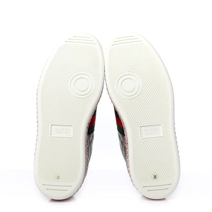 Gucci Laminated Nappa Crystal Web Bee Embroidered Trapuntata Womens Ace Platform Sneakers 36 Argento 4 of 4