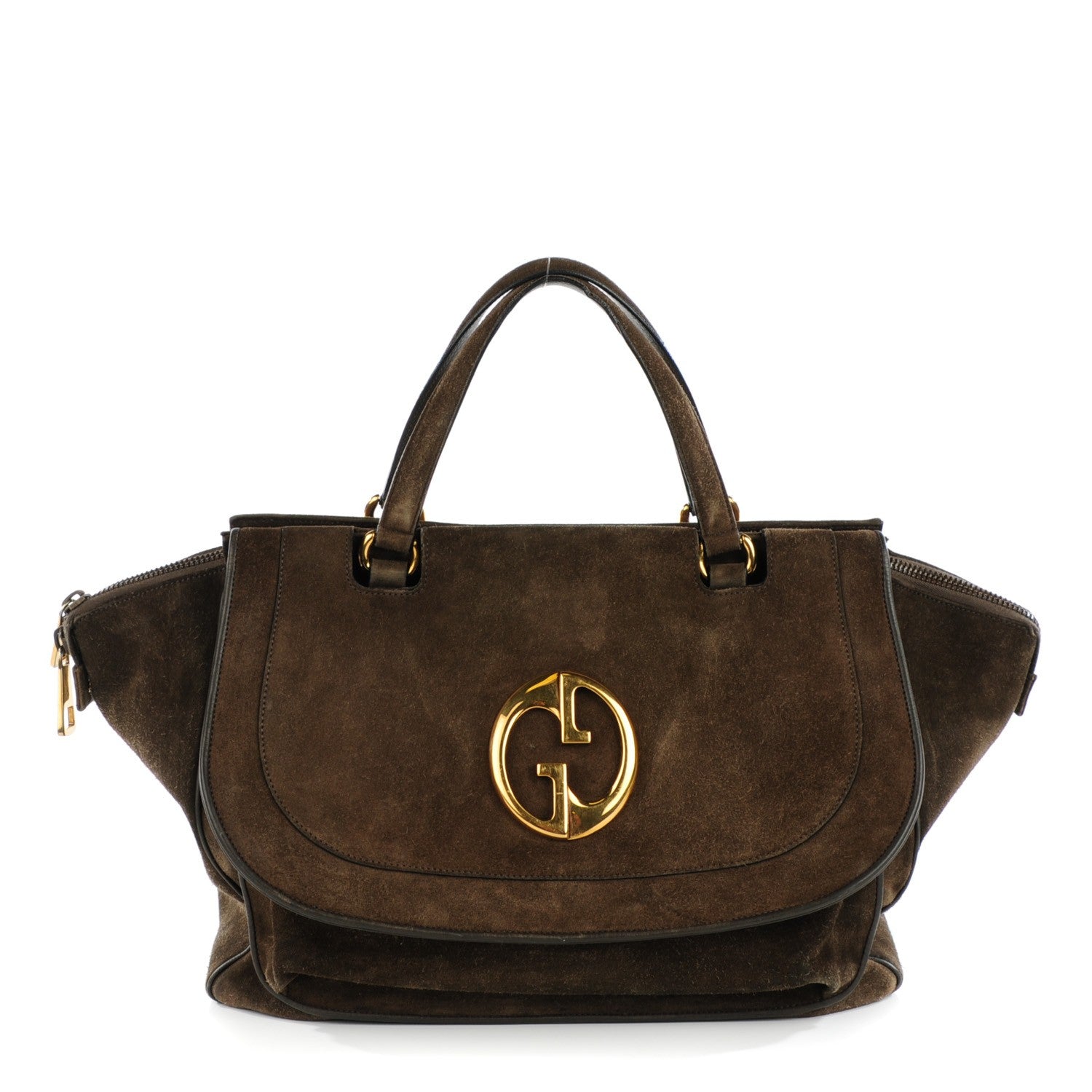 Gucci Suede Medium 1973 Top Handle Satchel Olive 1 of 7