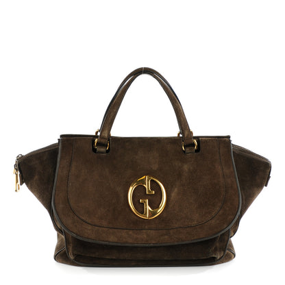 Gucci Suede Medium 1973 Top Handle Satchel Olive 1 of 7