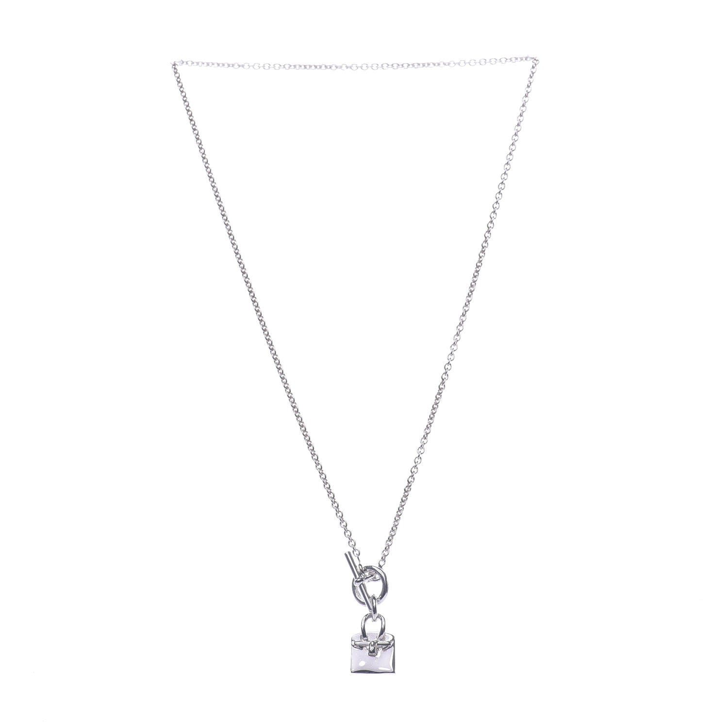 Hermes Sterling Silver Birkin Amulette Pendant Necklace 3 of 8