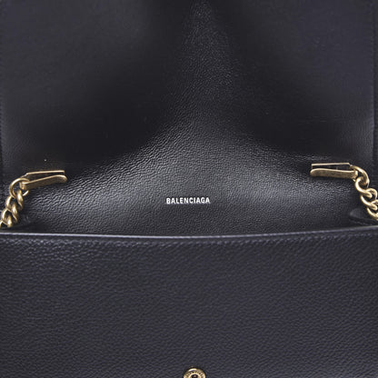 Balenciaga Grained Calfskin Logo Cash Phone Holder Wallet On Chain Black White 9 of 11