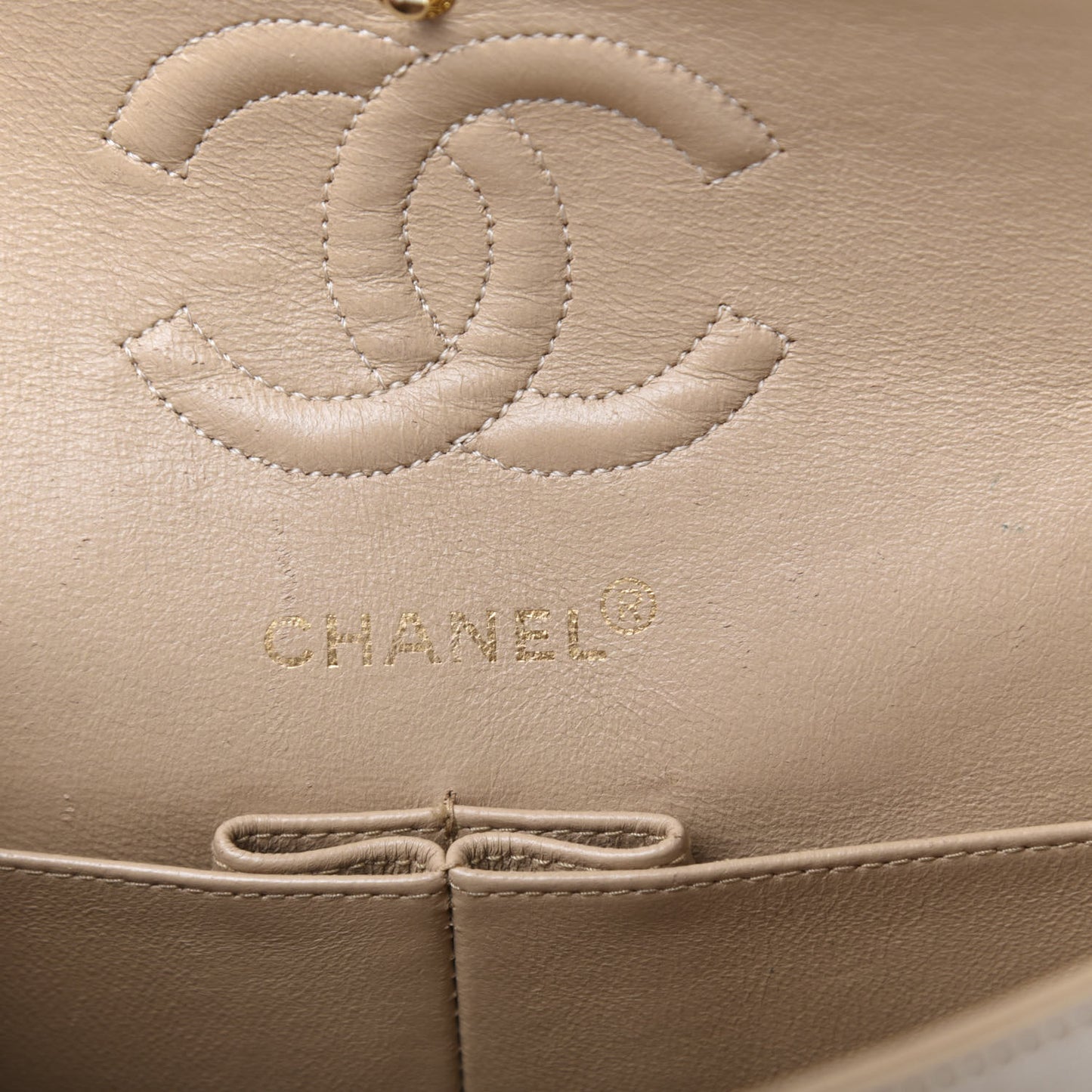 Lambskin Quilted Small Double Flap Beige